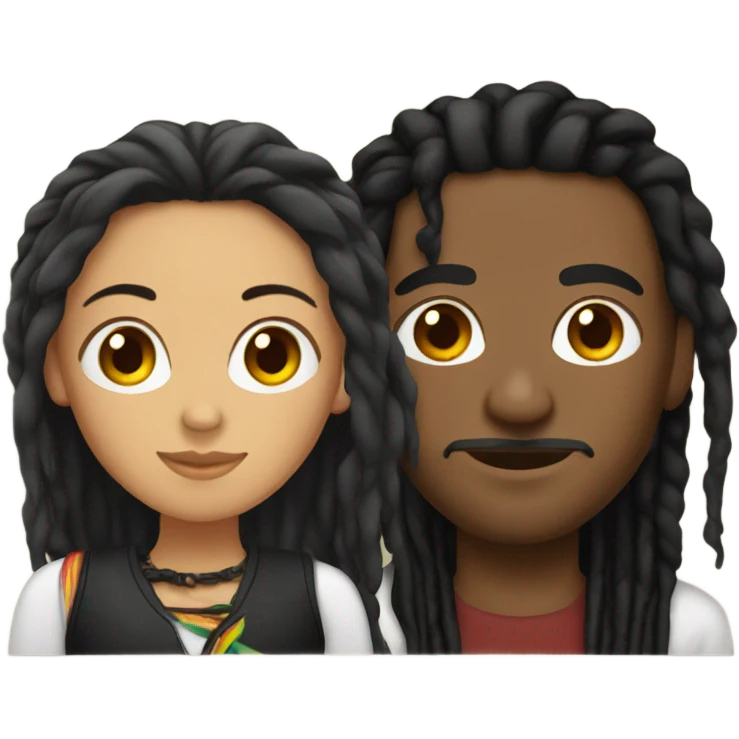 Black guy with dreads and Mexican girl with straight black hair emoji