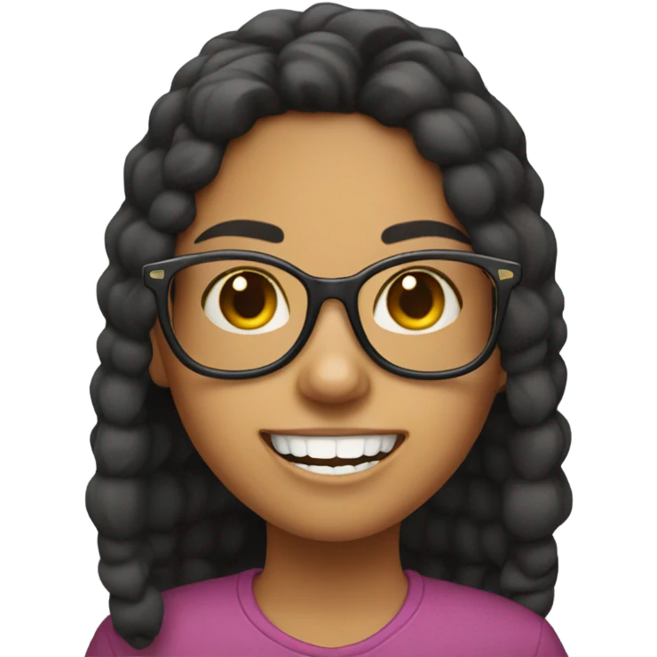 Hispanic girl with big teeth and glasses emoji