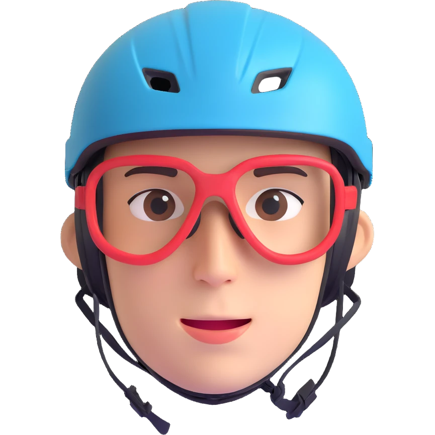face with a bicycle helmet emoji