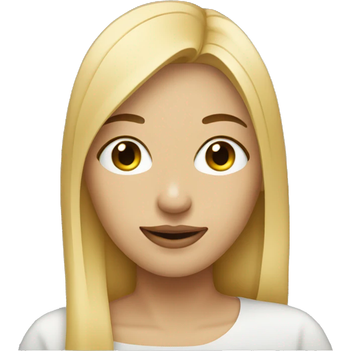 blonde woman with straight hair with her finger horizontal under her nose  emoji