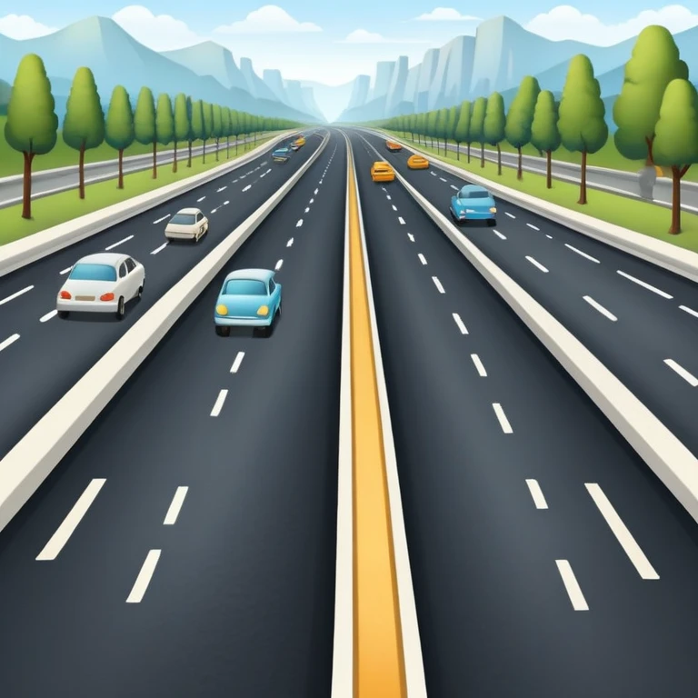 highway with lanes and cars emoji