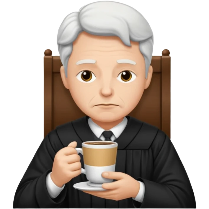 Sleepy judge sipping coffee  emoji