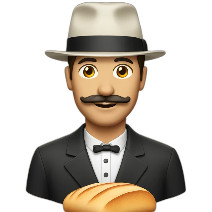Man with hat moustache and bread emoji