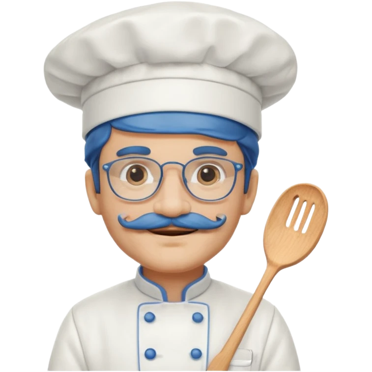 italian chef, blue, with mustace, wearing glasses emoji