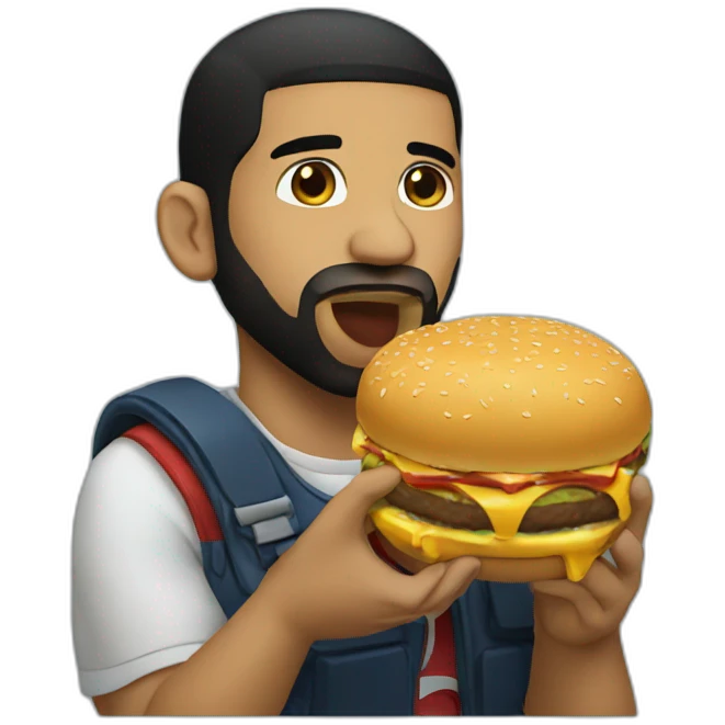 Drake eating a burger emoji