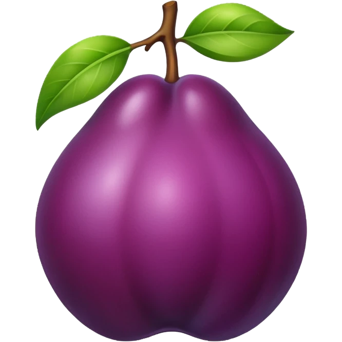 single plum fruit, shiny emoji