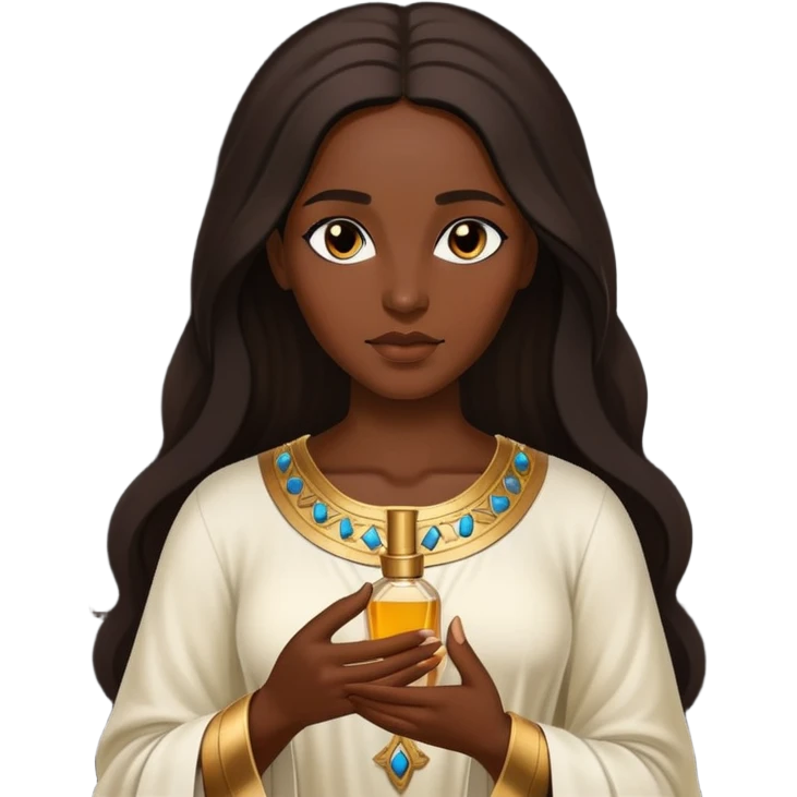 dark skinned Biblical woman anoints with perfume, no jewelry emoji