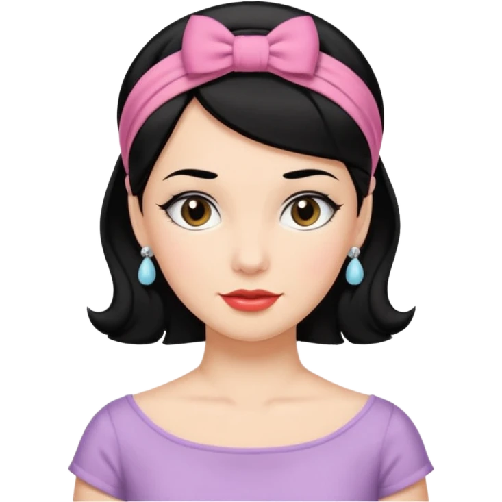 1950s black hair woman with hairnband emoji