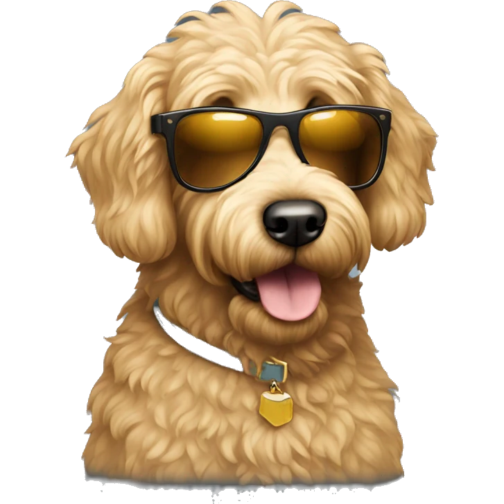 Golden doodle wearing sunglasses emoji