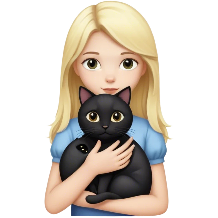 Blonde girl with black cat emoji