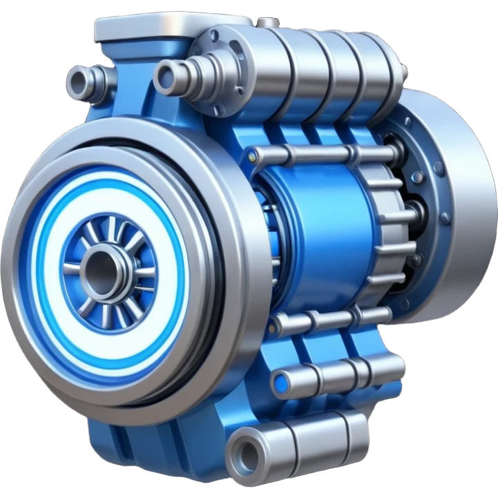 Powerful half-futuristic half-modern engine emoji, thick industrial metal body, rotating inner parts, glowing energy core. emoji