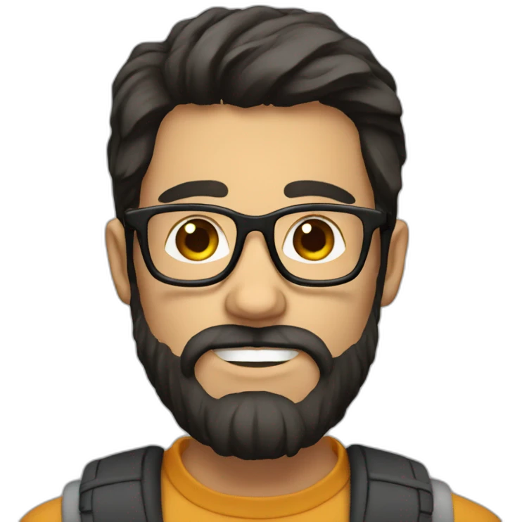 dark haired nerd with beard and glasses emoji