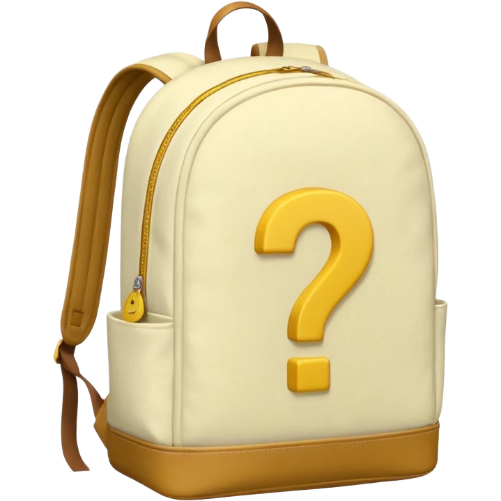 White backpack with yellow questions mark boxes stuffed in it emoji