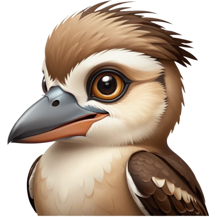 cinematic-cute-kookaburra-portrait-emoji,-head-tilted-playfully-and-inquisitively,-featuring-a-glossy-brown-plumage-with-subtle-cream-accents-and-a-perky,-expressive-beak,-round,-sparkling-large-eyes-filled-with-curious-mirth,-simplified-ye copy 2 emoji