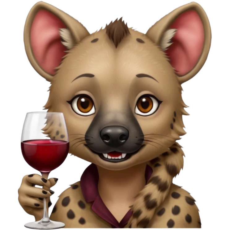 female hyena with glass of wine emoji