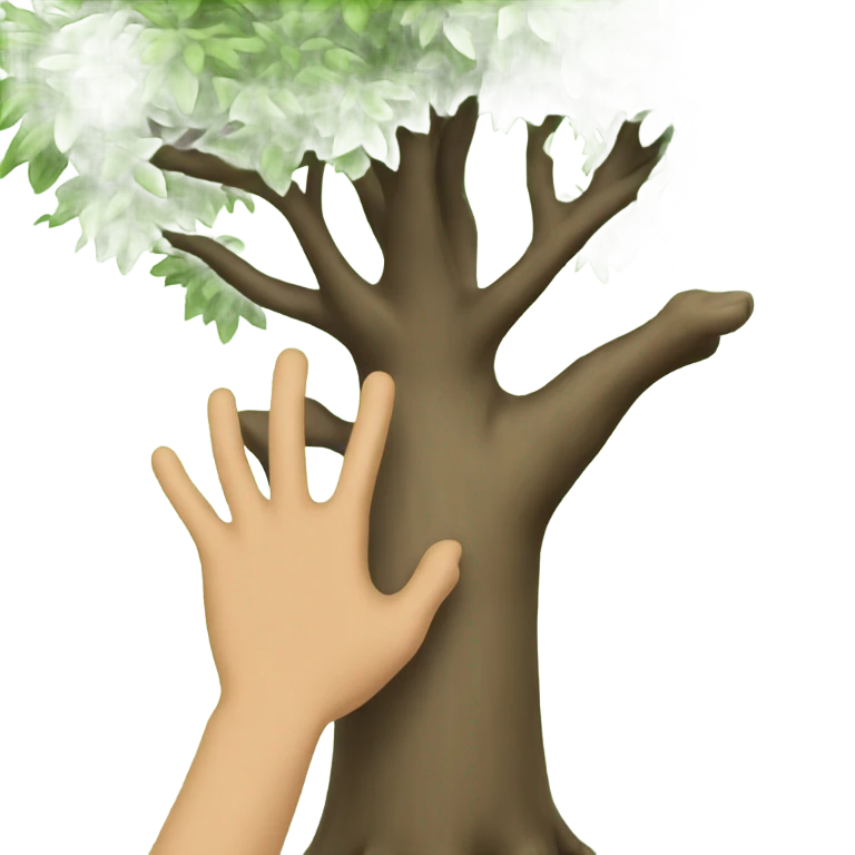 a hand is touching the tree emoji