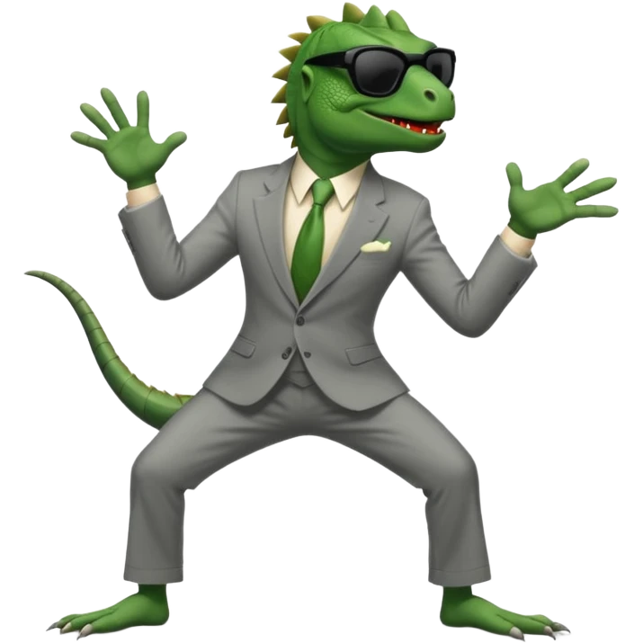 capitalist iguana banker godfather with black sunglasses breakdance emoji