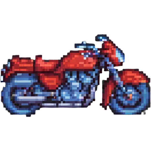 simple red motorcycle pixel art, extremely basic, suitable for web app icon emoji