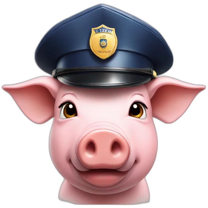 Pig with a police hat emoji