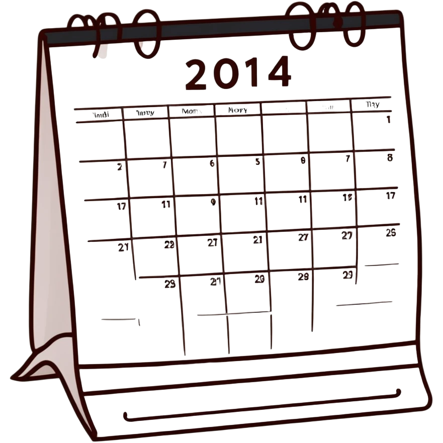 Colorful desk calendar with flip pages and a marked important date emoji