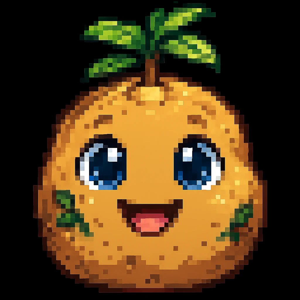 Make the pixel art potato cuter with prettier eyes and a friendly expression emoji