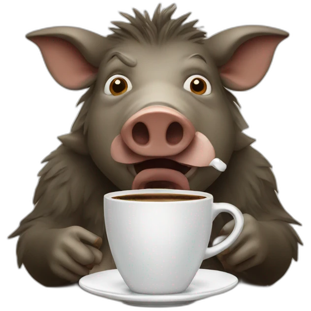 facefull boar drinking coffee emoji