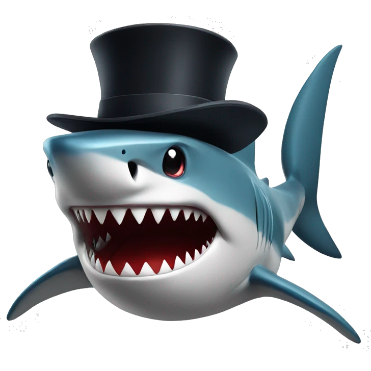 Shark with a top hat emoji