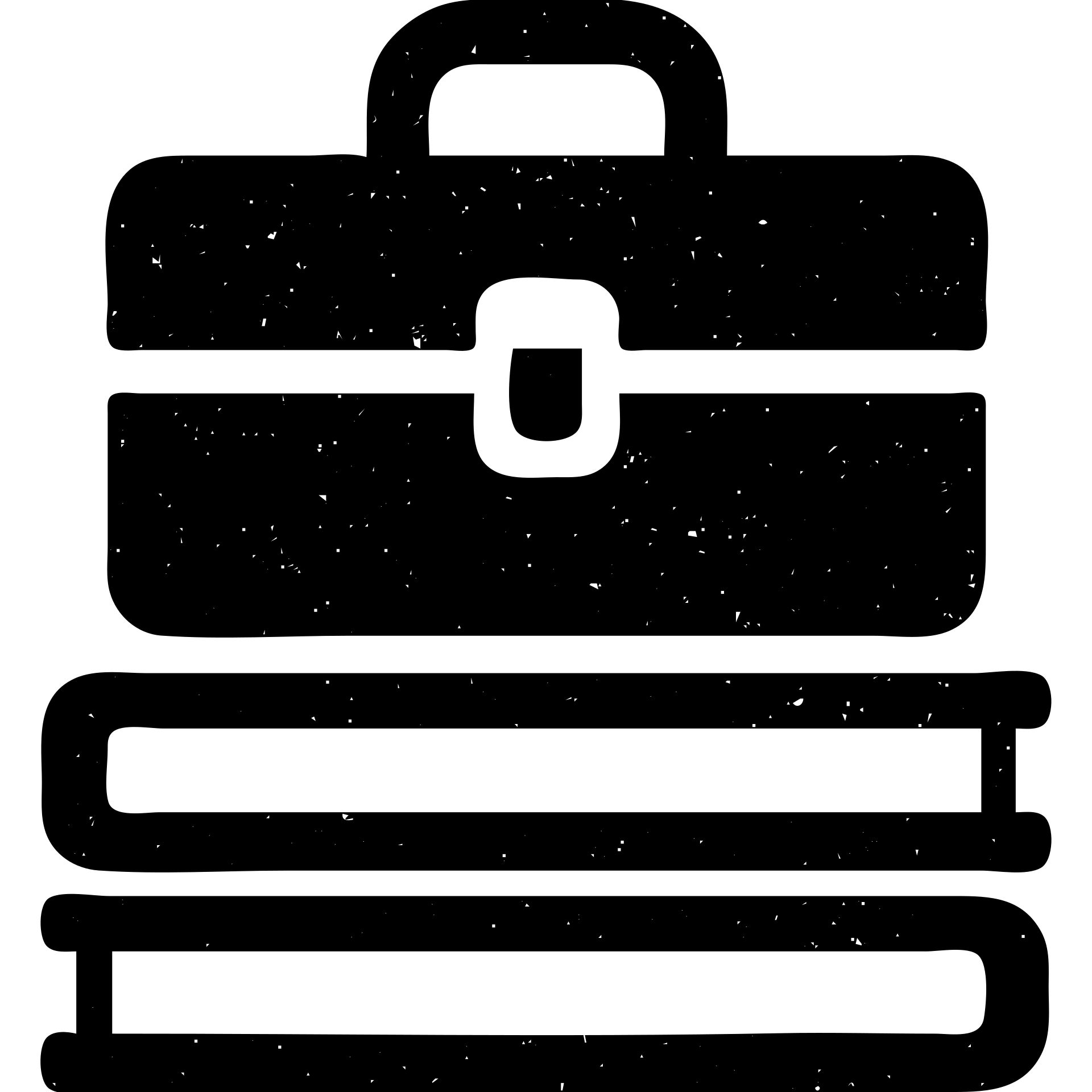 minimalist gray solid icon representing Resources with books, toolbox, or stack of files, worn and distressed effect emoji