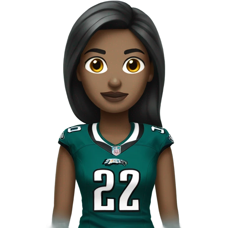  White female dark hair wearing Philadelphia Eagles jersey emoji