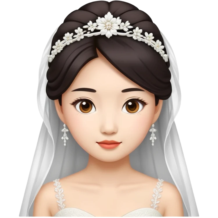 Beautiful Asian girl wearing beautiful wedding dress emoji