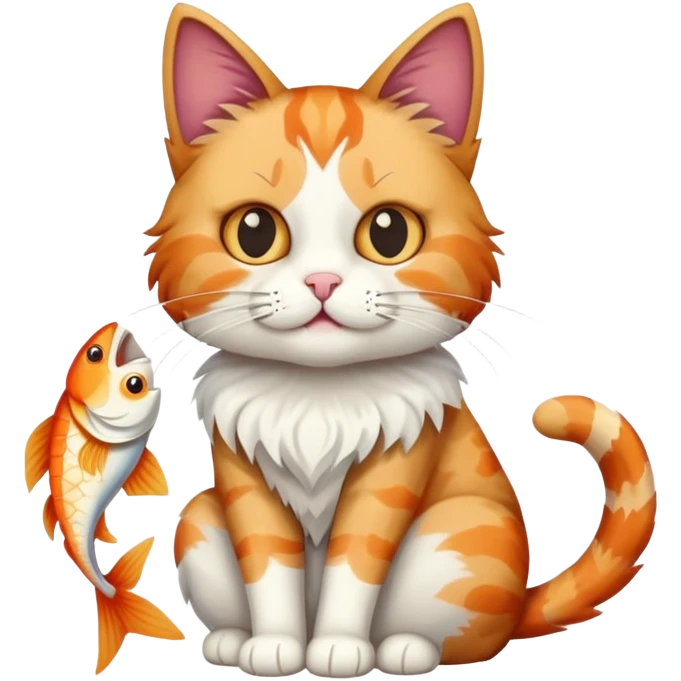 cat full body sitting with fish bones in mouth emoji