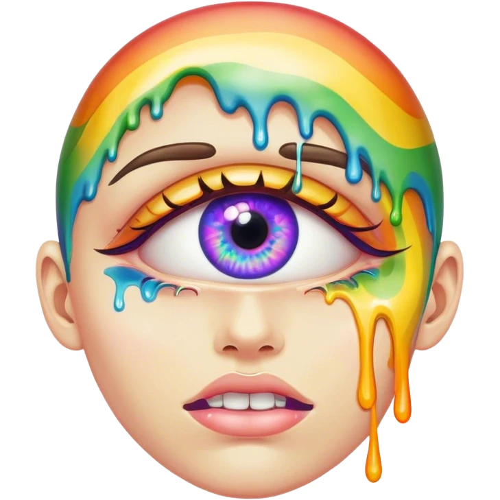 weird melted rainbow eye emoji