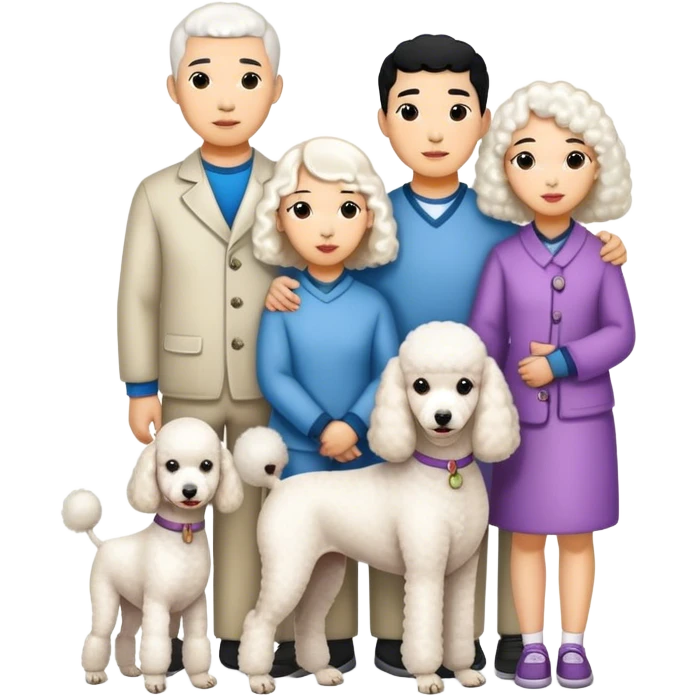 Asian Four Family and a white standard poodle emoji