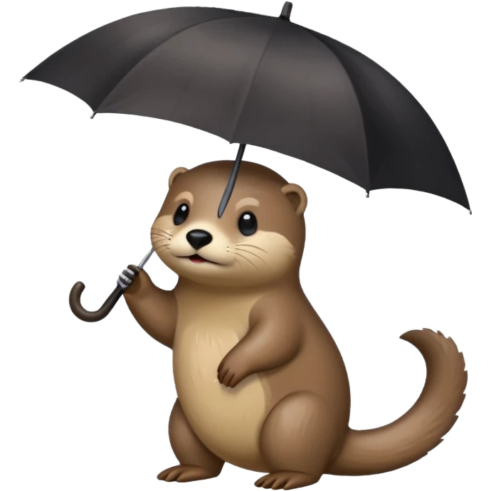 Loutre mignonne qui porte un parapluie dans sa main gauche  emoji