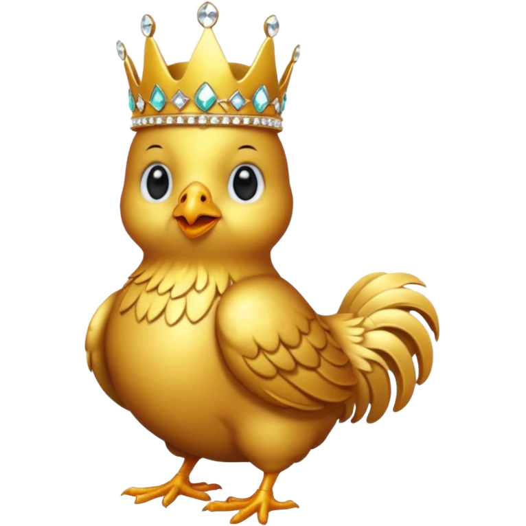 chicken King – proud golden chicken wearing a tall jeweled crown, sitting emoji