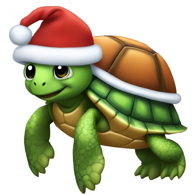 Turtle wearing a Santa suit emoji