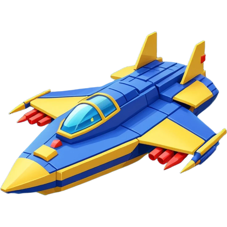 a galaga ship in a pixellated 1980s retro video game style emoji