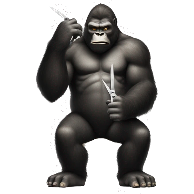 King kong holding barber scissors emoji