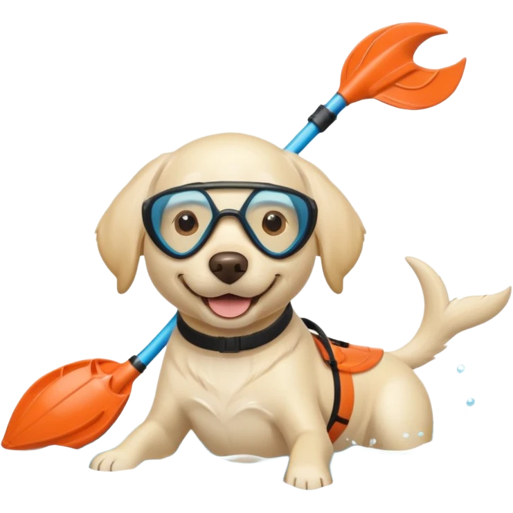 White labrador with snorkel and fins emoji
