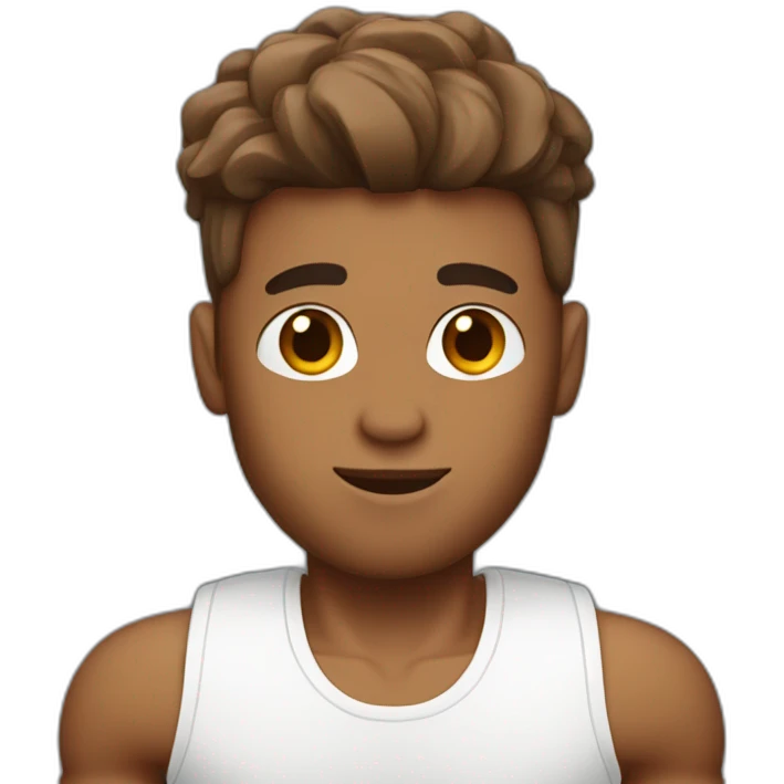 A man with a medium skin tone who likes the gym and is holding a chocolate protein juice with only his left bangs slightly down. emoji
