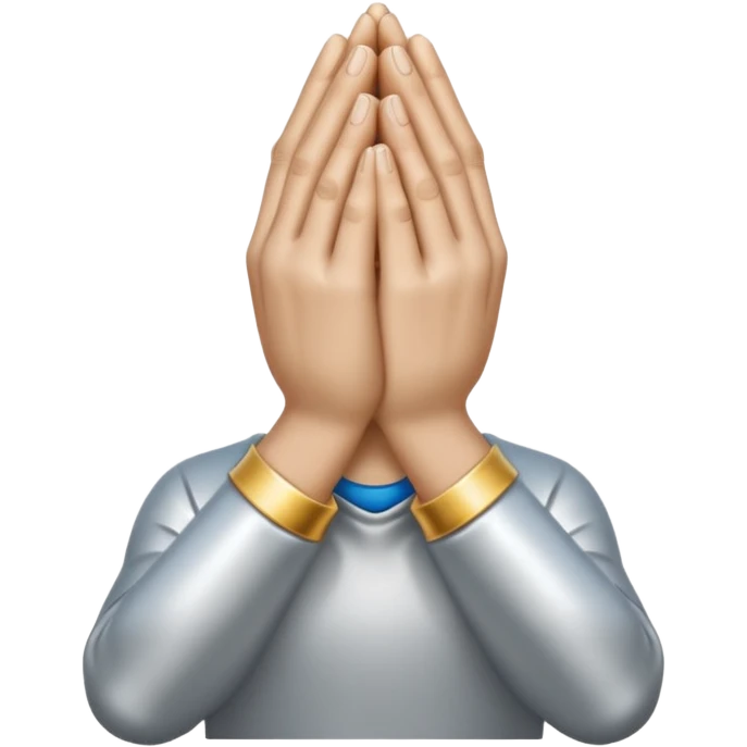 Emoji-style praying metallic hands, realistic proportions, clean outlines emoji