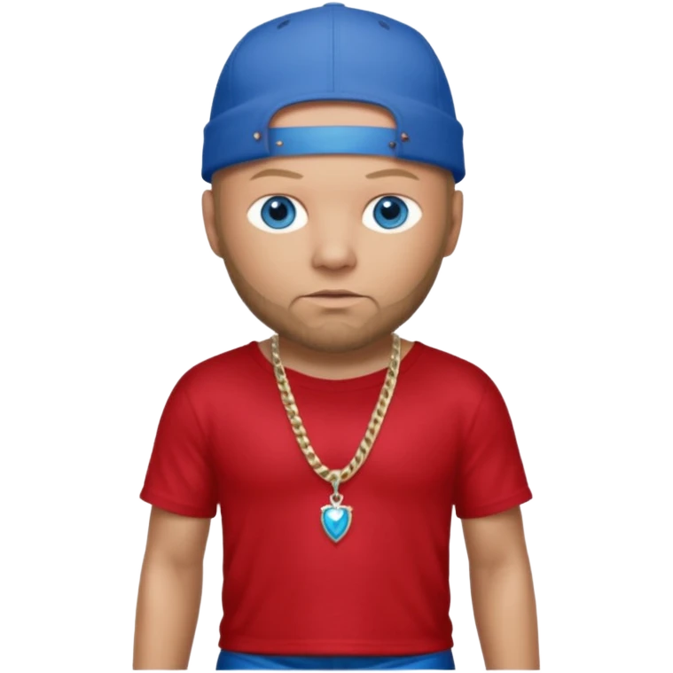 Fred Durst with metallic red pants, shirtless with necklace, blue eyes, dark blonde hair emoji