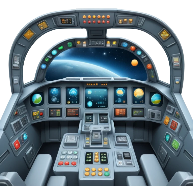 first person view inside spaceship cockpit with control panel and space visible through windshield emoji