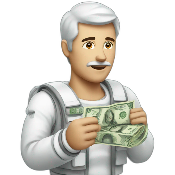 A man astronate showing money emoji