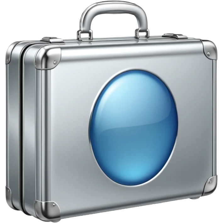 A luxury briefcase emoji made of polished silver chrome, smooth rectangular shape, metallic reflections, minimal high-end design, swag business aesthetic, iOS emoji style, centered, clean white background
 emoji