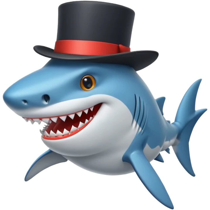 Shark with a top hat emoji