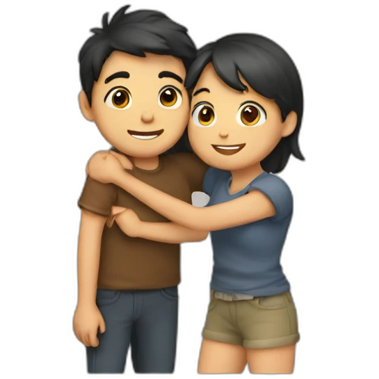 Boy and girl hugging emoji