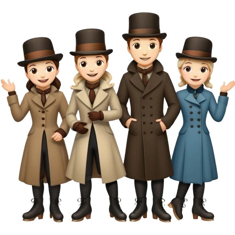 group of vistorian ice skaters ona  frozen lake emoji