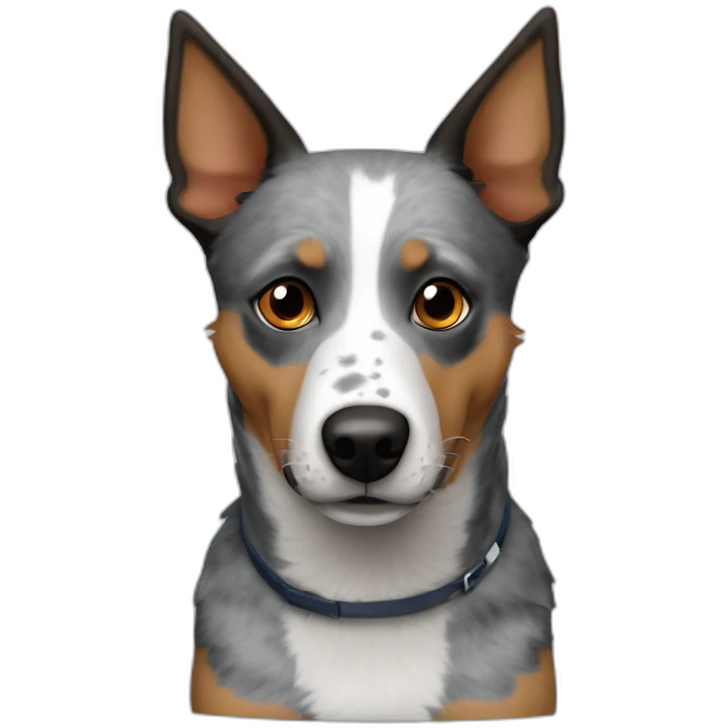 blue heeler mix dog with brown eyes and lopsided ears emoji