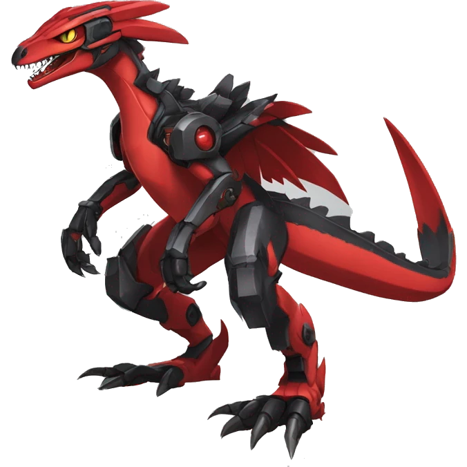  Cool Edgy Black Red Digimon-Fakemon-Guilmon-Velociraptor-Dragon-Mecha full body emoji
